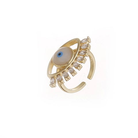 Evil Eye Ring Verstellbar Kupfer Mit Zirkonia Funkelnder Modeschmuck Für Damen Und Herren