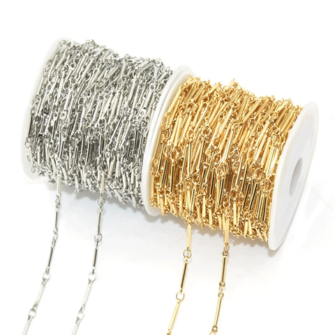 Cadena De Fabricación De Joyas Tubular Con Junta De Bambú Chapada En Oro De 14 Quilates De Cobre Para Collar Pulsera DIY
