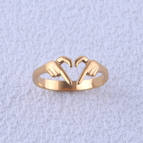 Edelstahl Herz Geste Mittelfinger Offener Ring Kreativer Neuheit Verstellbarer Schmuck Für Frauen