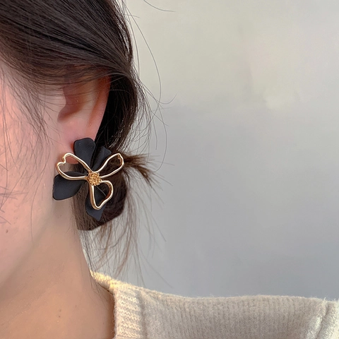 Hohlblumen Ohrstecker Mit 925 Sterling Silber Ohrstecker Kupfer Metall Minimalistischer Blumenschmuck Für Damen