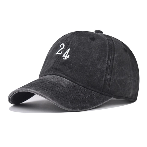 Baseball Cap Gewaschene Baumwolle Distressed Nummer 24 Stickerei Verstellbare Outdoor Mütze Für Damen Herren