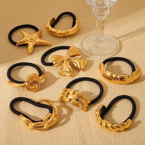 Coleteros De Acero Inoxidable Chapado En Oro Estrella De Mar Lazo Metálico Cuerdas Elásticas Para El Cabello Tocados Elegantes