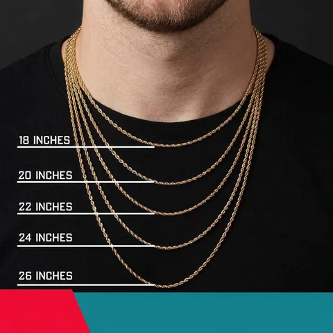Rope Chain Necklace Stainless Steel Gold Plated High Polished Hip Hop Punk Minimalist Jewelry For Men Women