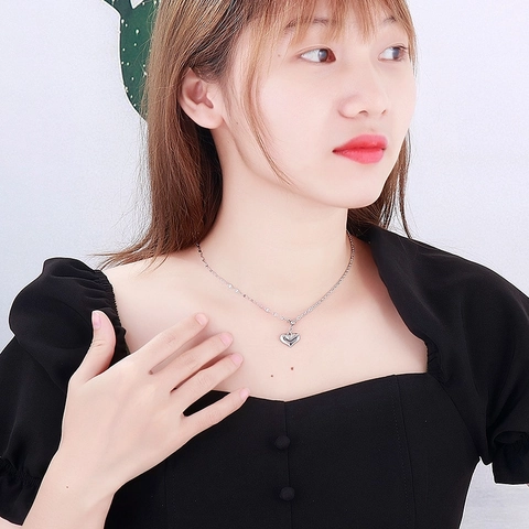 Minimalist Heart Pendant Necklace Stainless Steel Polished Adjustable Chain Sweet Fashion Jewelry For Women Girls