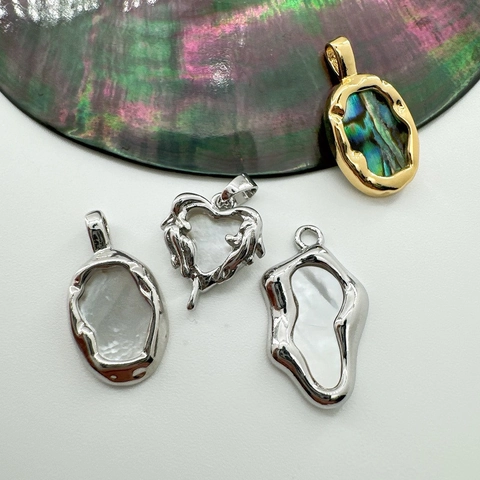 Colgantes Charms DIY Concha Blanca Natural Abulón Cobre Chapado En Oro 18K Corazón Cuadrado Irregular Para Hacer Joyas