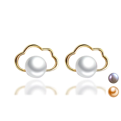 S925 Sterling Silver Cloud Stud Earrings With Freshwater Pearl Inlaid Small Fresh Minimalist Cloud Jewelry For Women Gift