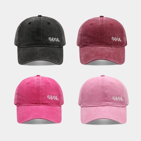 Gorra De Béisbol Vintage De Algodón Lavado Con Bordado Nana Hebilla De Metal Ajustable Protección Solar Para Mujer