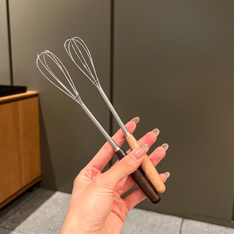 Manual Egg Whisk Stainless Steel With Wood Handle Japanese Style Baking Tool For Cream Milk Egg Mixing Kitchen Gadget