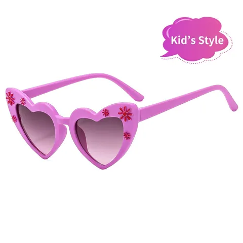 Gafas De Sol Con Forma De Corazón Para Niños Protección UV400 Lentes Degradadas Decoración De Flores Lindas Para Niñas
