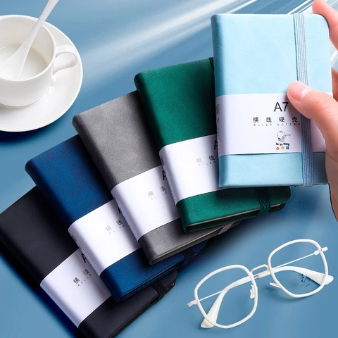 Small Ruled Notebook PU Leather Hardcover Portable Pocket Diary With Elastic Strap For Writing Daily Notes