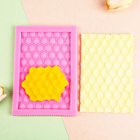 Honeycomb Texture Silicone Mold Hexagon Grid For Cake Border Fondant Chocolate DIY Baking Craft