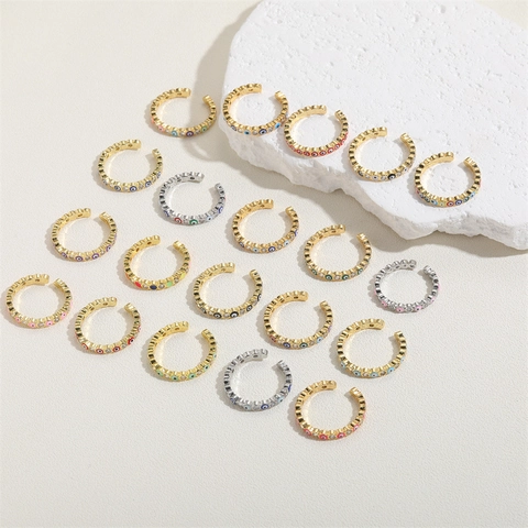 Vintage Copper Evil Eye Enamel Ring For Women Adjustable Open Finger Ring Zirconia Inlaid Electroplated Fashion Jewelry Accessory