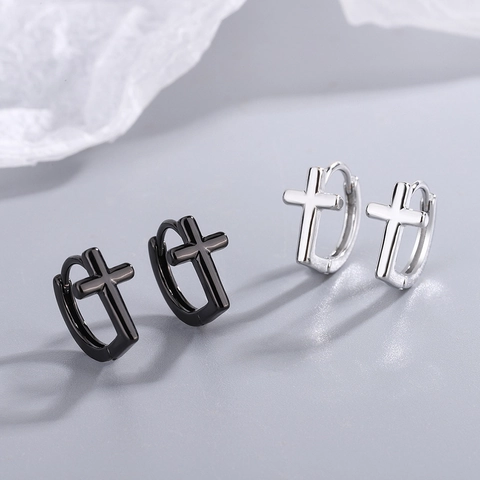 Orecchini A Cerchio Con Croce Minimalisti In Rame Gioielli Di Moda Per Uomo E Donna Unisex Galvanizzato