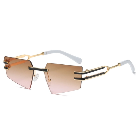 Gafas De Sol Geométricas Sin Montura Marco De Metal Protección UV400 Moda Exterior Polígono Irregular Unisex
