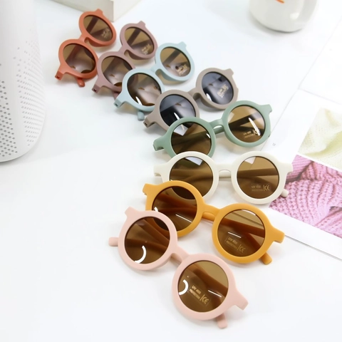 Kids Sunglasses Round Frame Matte UV400 Protection Retro Fashion Cartoon Sun Glasses For Boys Girls Outdoor Toddler