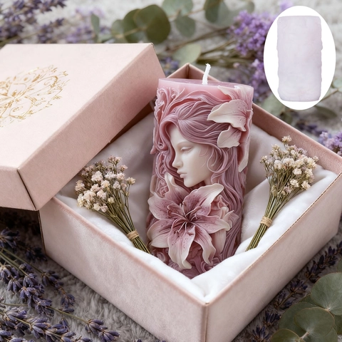 Molde De Silicona Relieve Diosa Flor De Lirio Retrato Escultura Para Bricolaje Vela Aromática Jabón Artesanal Decoración