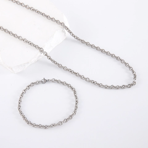 Collana E Bracciale In Catena A Maglie In Acciaio Inossidabile Per Donna Uomo Lucido Moda Gioielli Catena O