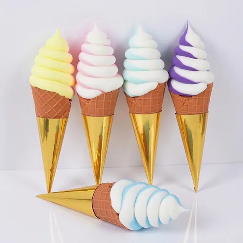 Simulation Ice Cream Cone Model Bicolor Swirl Artificial Dessert Food For Photography Props Home Decor Kids Pretend Play