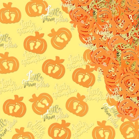 Confetti Pumpkin Shape With Baby Footprints Little Pumpkin Glitter Paper For Thanksgiving Birthday Party Baby Shower Decor