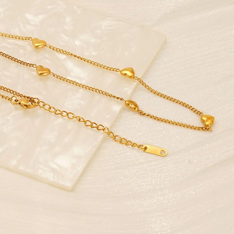 Elegante Collana E Bracciale Con Ciondolo A Cuore Gioielli In Acciaio Inossidabile Placcato Oro 18K Per Donna Stile Dolce