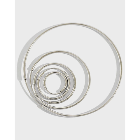 Orecchini a Cerchio in Argento Sterling S925 per Donna Orecchini Circolari Geometrici Minimalisti Placcati in Oro Bianco Gioielli Moda Regalo