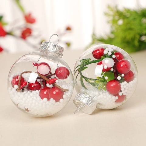 Palline Di Natale Trasparenti Plastica PET Ricaricabili Cave Decorazioni Appese Per Feste Fai Da Te