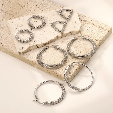 Stainless Steel Hoop Earrings Gold Plated Geometric Heart Knot Butterfly Drop For Women Fashion Jewelry