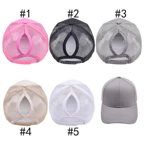 Gorra De Béisbol Coleta Mujer Algodón Malla Trucker Hat Transpirable Ajustable Snapback Deporte Al Aire Libre Sombrero Sol