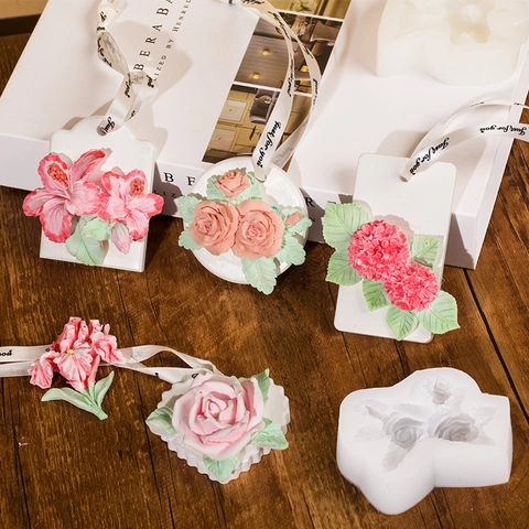 3D Flower Silicone Mold For DIY Aromatherapy Plaster Diffuser Stone Candle Resin Handmade Soap Crafting Texture Clear Easy Release