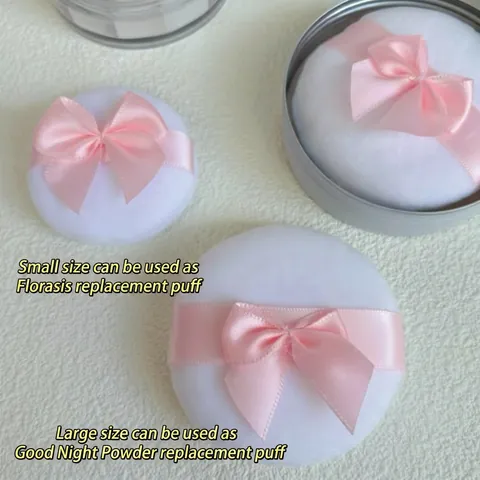 Houppette À Poudre En Velours De Cristal Souple Éponge Ronde Pour Poudre Libre Avec Nœud Rose