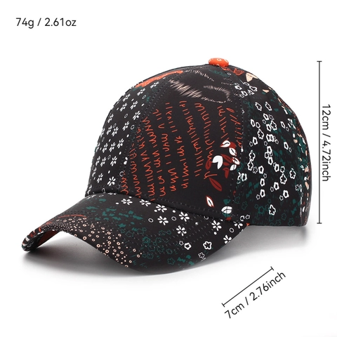 Casquette De Baseball Polyester Imprimé Floral Style Ethnique Réglable Protection Solaire Respirante Sport Hommes Femmes
