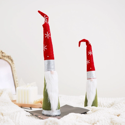 Adornos De Gnomos De Navidad Anciano Sin Rostro Decoración De Mesa Nórdica Fieltro Piel Sintética Lentejuelas Copo De Nieve