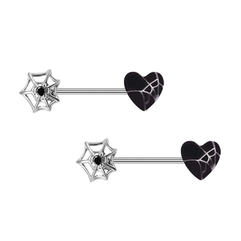 Orecchini per Capezzoli in Acciaio Inossidabile Gotico Croce Ragnatela Cuore Gioielli per Piercing Strass Labbra da Vampiro