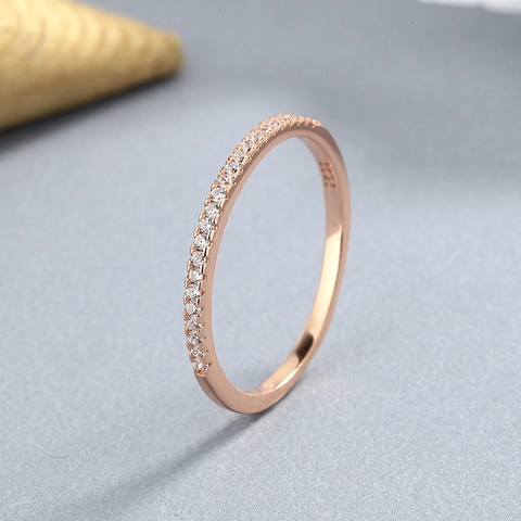 Anello Eternity Argento Sterling 925 Fila Zirconia Sottile Fascia Impilabile Gioielli Minimalisti Per Donne
