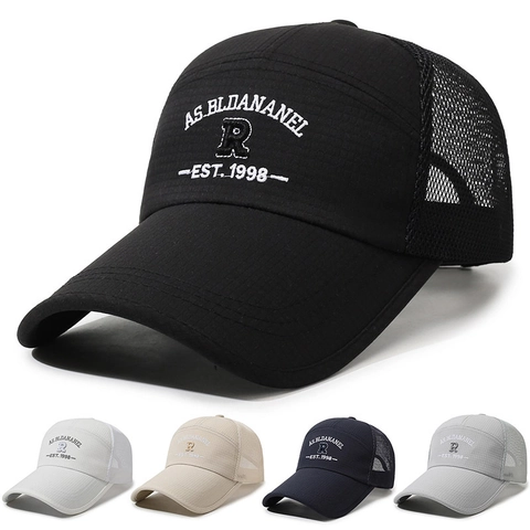 Casquette De Baseball En Maille Respirante Chapeau Camionneur Réglable Protection Solaire De Plein Air Broderie Vintage Hommes Femmes