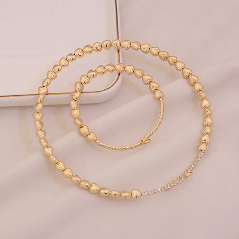 Parure De Bijoux Collier Et Bracelet Tendance En Forme De Cœur Élégant Cuivre CCB Strass Choker À Perles De Cœur