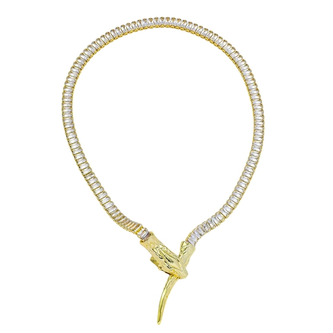 Collier En Forme De Serpent Cuivre Avec Zircone Iced Out Style Hip Hop Bijoux De Mode Pour Hommes Femmes Tendance