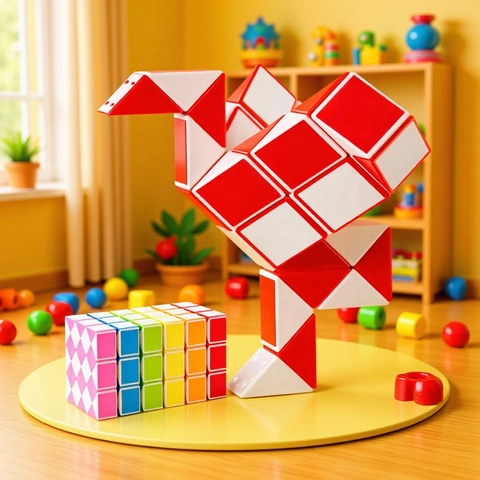 Transformable Magic Snake Cube Twist Puzzle Ruler Plastic Educational Sensory Fidget Toy For Kids Party Favors