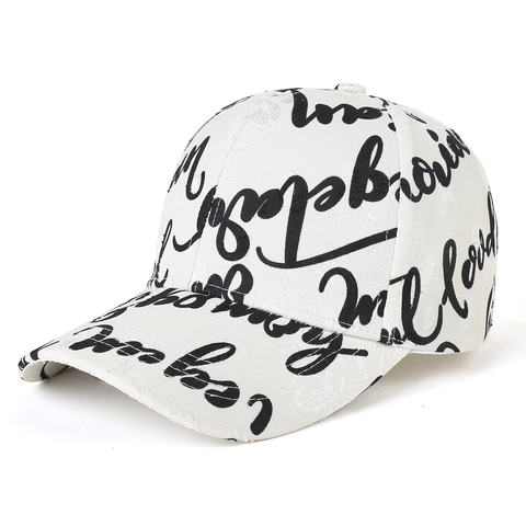 Polyester Honkbalpet Graffiti Letter Print Verstelbaar Zonbescherming Ademend Streetwear Hip Hop Hoed Voor Heren Dames