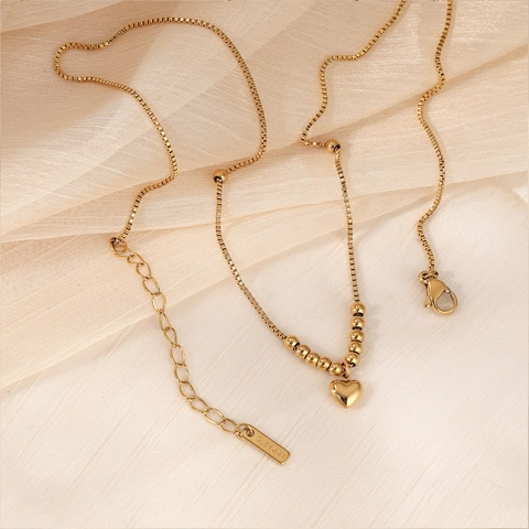 Edelstahl Herz Anhänger Halskette Mit Perlenkette Minimalistischer Modeschmuck Für Damen Alltag