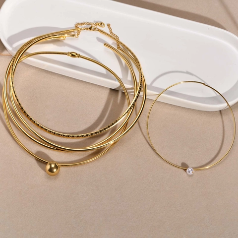 Minimalistische Roestvrijstalen Choker Ketting Voor Vrouwen Goud Zilver Geplateerd Slangenketting Parel Veiligheidsspeld Sieraden