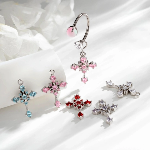 Cross Ear Cartilage Stud Earring Copper And Cubic Zirconia Dainty Piercing Jewelry For Women Trendy Luxury Style