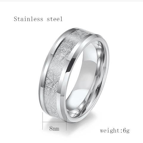 Men Band Ring Titanium Stainless Steel Meteorite Texture Hoarfrost Pattern Minimalist Industrial Style Jewelry Gift For Him