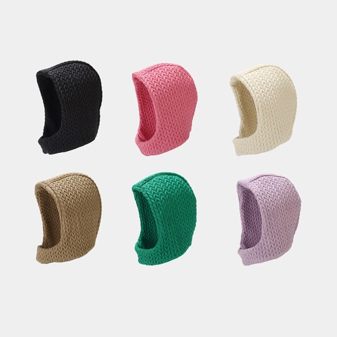 Winter Quilted Cotton Balaclava Hood Hat Neck Warmer With Button Closure Ear Protection Solid Color For Women Men