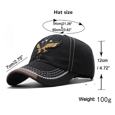 Eagle Embroidery Baseball Cap Washed Cotton Sun Protection Outdoor Vintage Contrast Stitching Men Women
