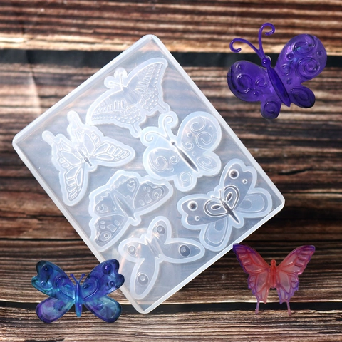 DIY Resin Casting Silicone Molds For Jewelry Making Butterfly Cat Shape Crystal Glue Earring Pendant Brooch Craft Molds