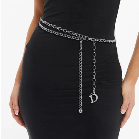 Metal Waist Chain Belt Women Multi Layer Body Chain With D Letter Pendant Adjustable Summer Beach Dress Accessories