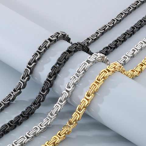 Edelstahl Byzantinische Kette Halskette Retro Hip Hop Punk Massive King Chain Für Herren Damen Schwerer Schmuck