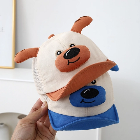 Kinder Cartoon Hund Netz Baseballkappe Atmungsaktiv Sommer Sonnenhut Mit 3D Ohren Für Kleinkinder Jungen Mädchen Trucker Hut