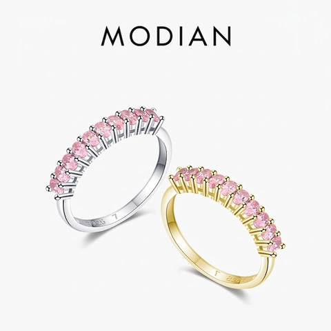 Rosa Ovaler Zirkon Eternity Ring 925 Sterlingsilber Einreihig Luxus Mode Schmuck Für Damen